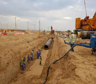 Pipe Lowering & Installation for Portable Water Works