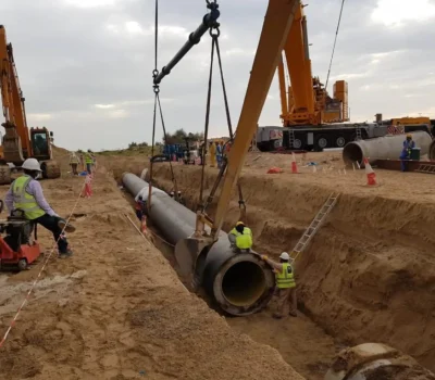 Pipe Lowering & Installation for Portable Water Works